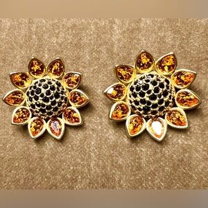 SWAROVSKI SUNFLOWER CLIP EARRINGS